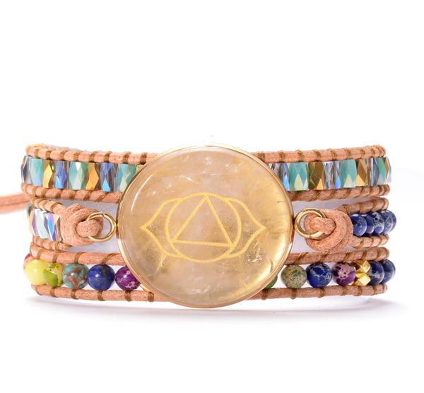 

i see third eye of seven chakra stones wrap bracelets bangles women crytals beaded reiki healing meditation yoga jewelry7633783, Black