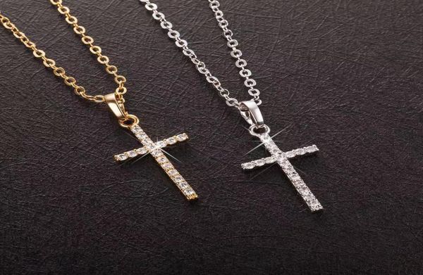 

fashion female cross pendants gold color crystal jesus pendant necklace jewelry for men women whole3233950, Silver