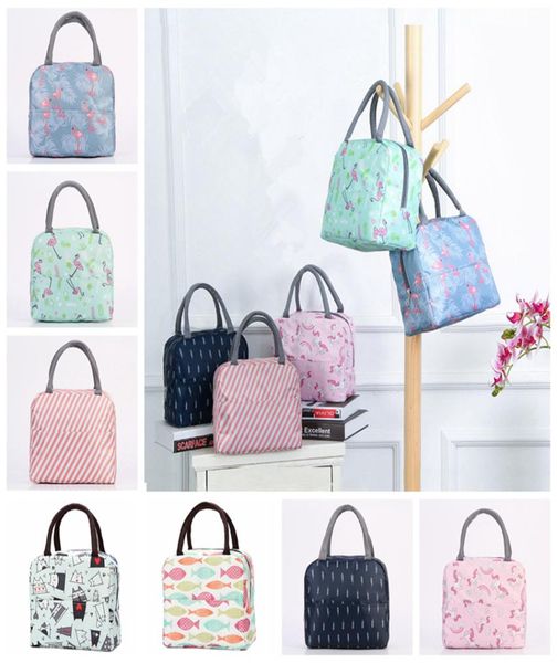 

flamingo lunch bags oxford thermal insulated lunch box tote cooler bag bento pouch lunch container school food storage bags 14styl1109017, White