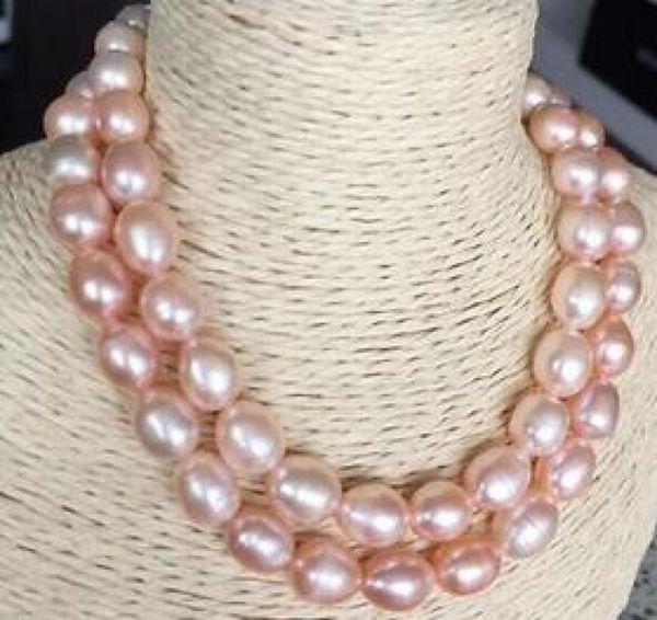 

double strands 1213mm south sea baroque pink pearl necklace 18inch 19inch 14k gold clasp2976698, Silver