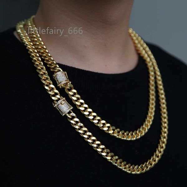 

hip hop cuban chain necklace 5a cz paved clasp for men jewelry with gold filled long chains miami necklaces mens jewelry, Silver