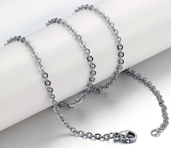 

women chain with extended chain stainless steel o link chain necklace fashion jewelry making 45cm 50cm5970700, Silver