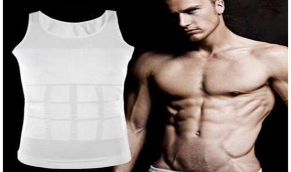

men039s slimming body shaper belly fatty tank vest shirt corset compression bodybuilding underwear7771228, White;black