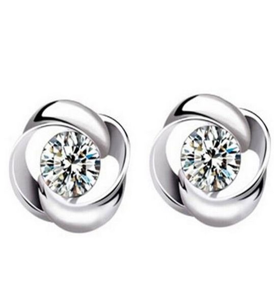 

high grade white gold plating austrian crystal stud earrings 925 sterling silver earrings for wedding party 9726854, Golden;silver