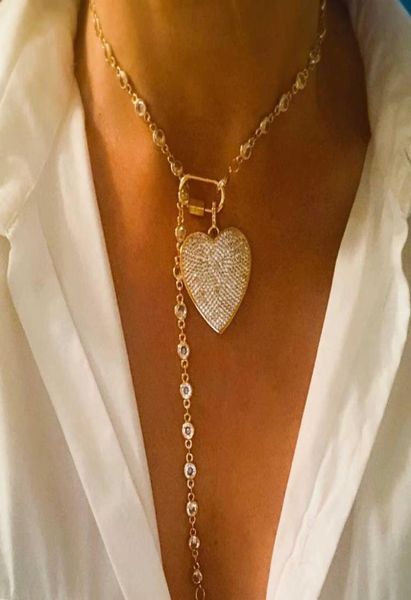 

pendant necklaces gold heart charm neckace micro pave link chain screw clasp carabiner gold heart charm g2302068837672, Silver