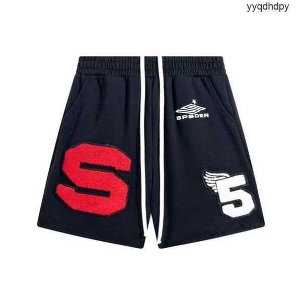 

23ss designer men's shorts sp5der 555555 cut sweatshirt short washed embroidered horn shorts lg6e, White;black