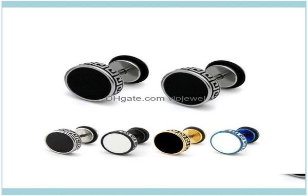 

stud jewelry pair barbell titanium steel men earrings punk anti allergy piercing ear male fashion gifts drop delivery kyc8322425, Golden;silver