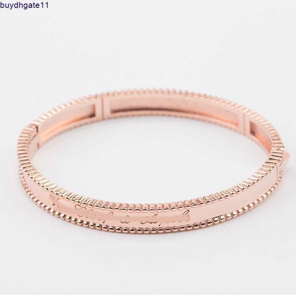 

2023 new fashion accessories the same round bead edge smooth engraved english alphabet bracelet clasp ring set, Silver