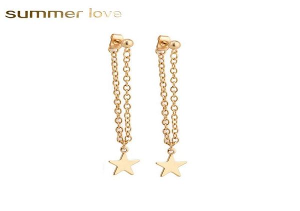 

new fashion small star pendant tassel earring for women wedding gift jewelry long statement gold color dangle earring7097398, Silver