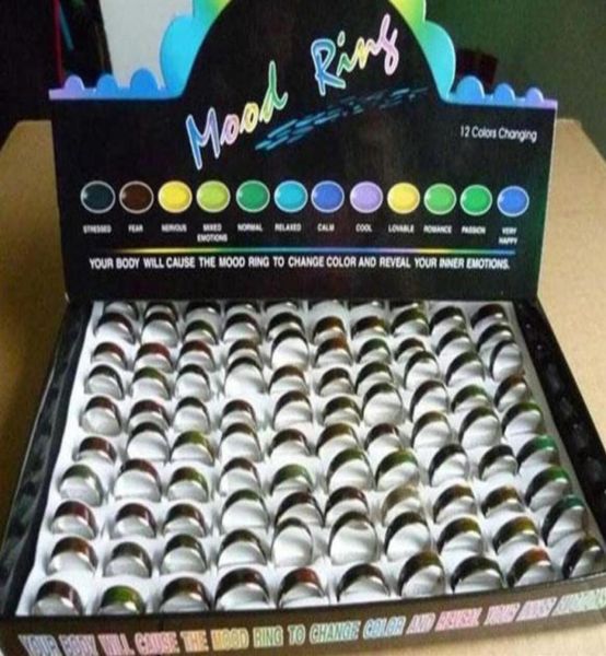 

100pcs epack fashion mood ring changing colors rings size 16 17 18 19 20 stainless steel263z1119651, Silver