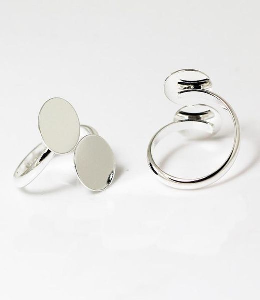 

beadsnice ring blank findings with two 12mm glue on pad adjustable fashion jewellery setting ring base for glass cabochons id 27966707508, Slivery;crystal