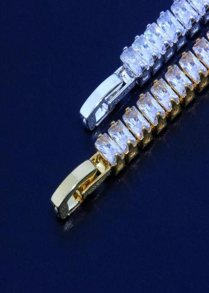 

4a cz tennis chain bracelets bangles bling iced out cubic zirconia rhinestone charm bracelet fashion 1or2 row hip hop jewelry gift2615513, Golden;silver