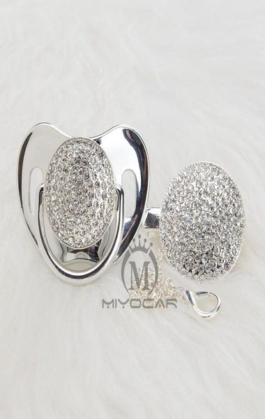 

miyocar bling all silver gold bling pacifier and pacifier clip unique design baby sgs certificate safe and unique as 2102265793250