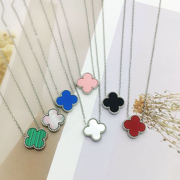 

fashion brand classic double side clover pendant necklace jewelry for women gift, Silver
