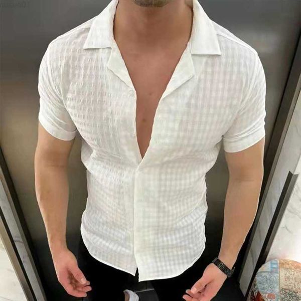 

men's casual shirts casual men's cotton 2023 spring summer leisure loose short sleeve lapel shirts men clothes vintage solid colo, White;black