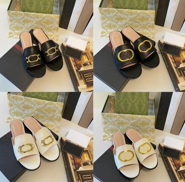 

designer flat base sandal woman luxurious dermis brand summer fashion outdoors slipper lady open toe bronze buckle sandals, Black
