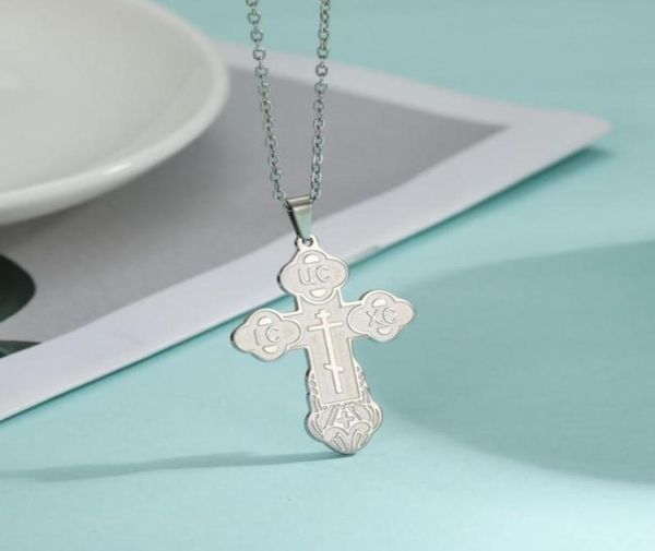 

pendant necklaces cooltime christian cross necklace women men eastern orthodox serbian gold color silver jewelry christmas gift4561387