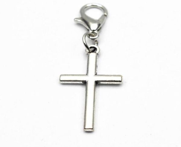 

100pcslot tibetan silver cross charms pendants lobster clasp dangle charms for jewelry making diy bracelet necklace1487374, Bronze;silver