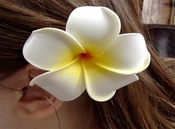 

hair clip women039s girls hawaiian plumeria foam flower hairpin diy headwear pe frangipani hairpin white yellow1908787, Golden;silver