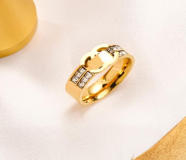 

luxury jewelry designer rings women love charms wedding supplies 18k gold plated stainless steel ring fine finger ring rhinestone6439628, Slivery;golden