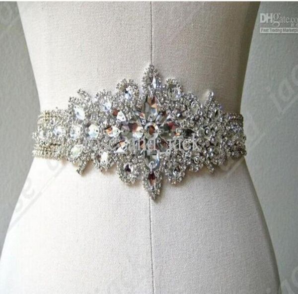 

gorgeous beaded shiny rhinestone hand made wedding bridal beltsash with crystal hand made wedding beltsash 4656953, White