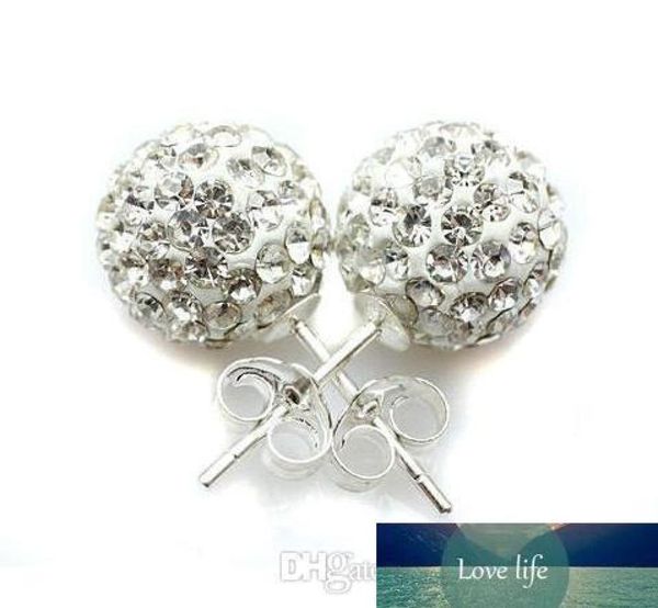 

30 pairslot 10mm jewelry crystal rhinestone mix colors white new disco ball beads clay crystall crystal earrings stud diy4810469, Golden;silver