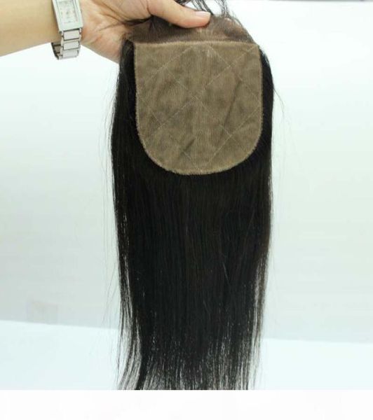 

peruvian brazilian human hair silk lace closure 4x4 size body wave straight loose deep kinky curly yaki straight silk base lac6653792, Black;brown