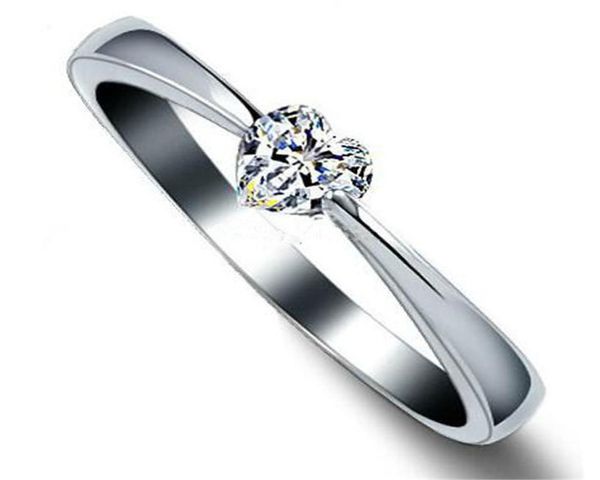 

heart rings love charm finger jewelry 925 sterling silver white gold plated 1ct swiss diamond rings for women b112318630, Golden;silver