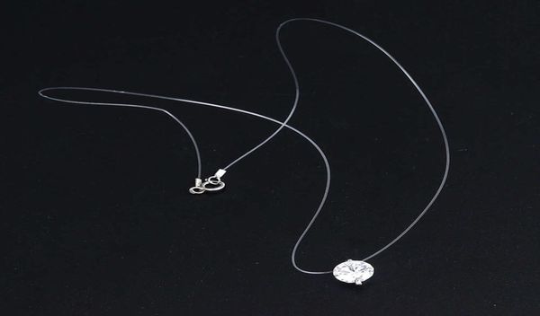 

transparent fishline 925 silver zircon clavicle chain mermaid tear pendant necklace2262683