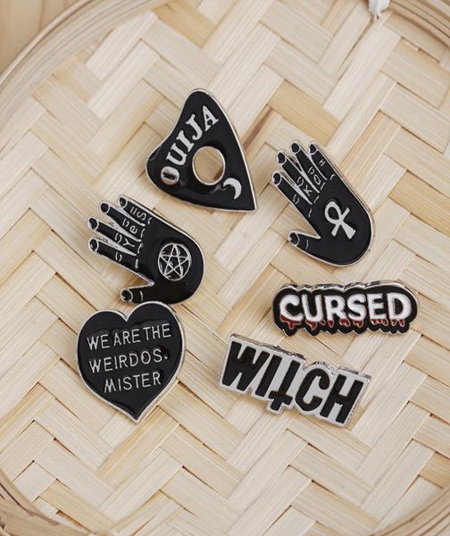 

cartoon black hand heart brooch cursed ouija witch we are the weirdos mister pin buckle denim jacket coat pin badge jewelry gift6482015, Gray