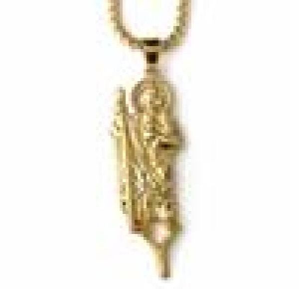 

new 18k real gold plated rap hip hop jesus full pendant style necklace men chain 80 cm4742197, Silver
