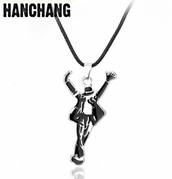 

drop classic jewelry necklace pop star singer enamel pendant dancing michael jackson leather cord souvenirs3500629, Silver
