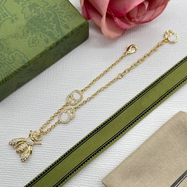 

luxury design bangles brand letter bracelet chain famous women 18k gold crystal rhinestone pearl wristband link chain couple gifts jewerlry, Black