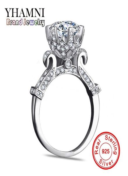 

yhamni original 100 pure 925 sterling silver ring with 1 carat sona cz diamond flower ring original design ring jewelry xj29021293528, Slivery;golden