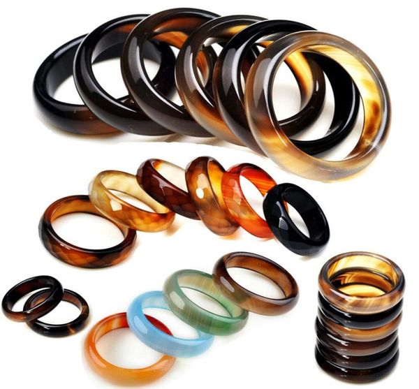 

100pcs whole mixed band ring colorful natural agate gemstone rings 29mm9051670, Silver
