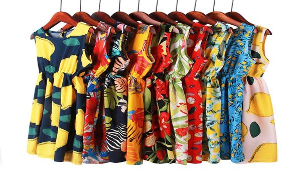 

kids clothes girls floral print dress children flower sleeveless princess beach dress summer fashion boutique baby clothing z25396902758, Red;yellow