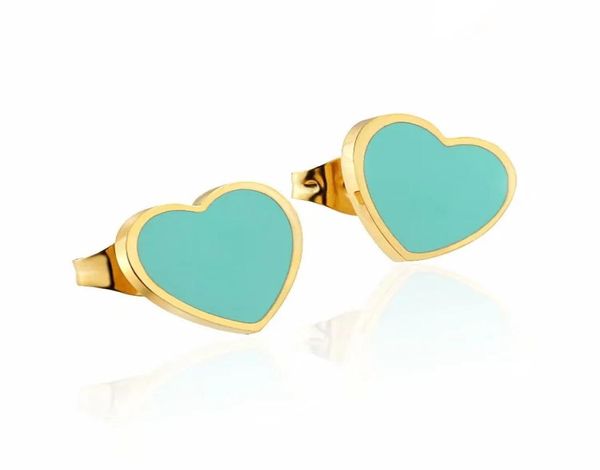 

luxury designer jewelry women love earrings stud heart earring silver blue green pink red womens stainless steel eari5364137, Golden;silver