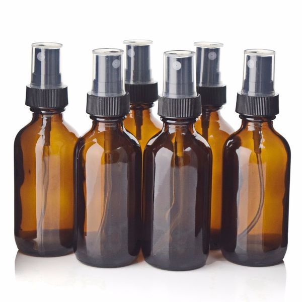

perfume bottle six 2-ounce 60ml amber glass spray bottles with mist spray for essential oil aromatherapy perfume empty cosmetic containers 2