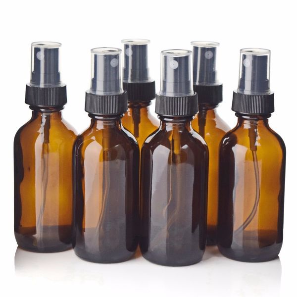 

perfume bottle six 2-ounce 60ml amber glass spray bottles with mist spray for essential oil aromatherapy perfume empty cosmetic containers 2