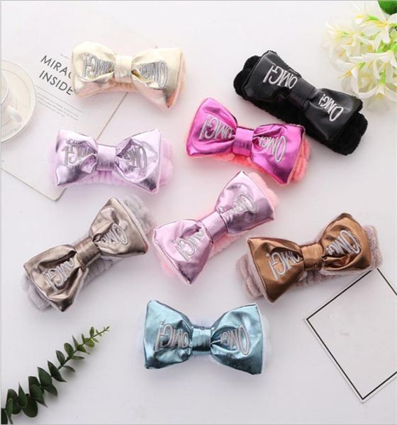 

omg wash face bow makeup leather hairband girls elastic holder hair strap bands ears turban hair accessories 10pcs2260542