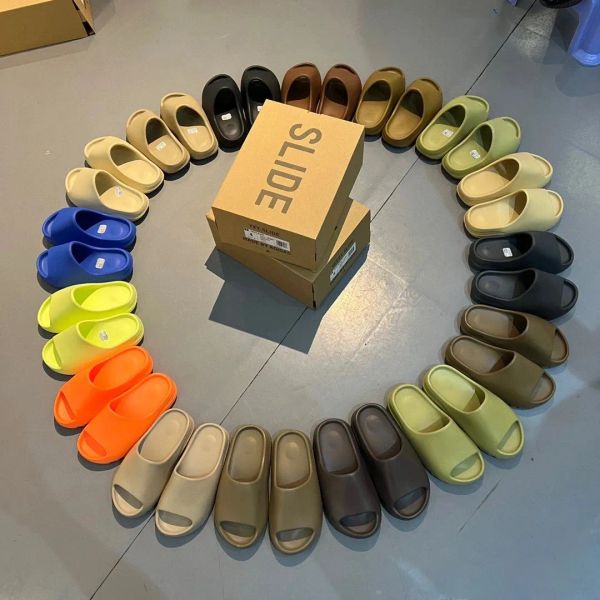 

size 36-48 slippers for mens womens foam runners designer slides bone onyx flax pure summer sandals stone sage sand mx carbon sliders famous, Black