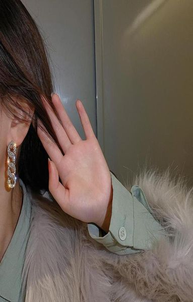 

dangle chandelier korean style geometric shining rhinestone long chain earrings for women exquisite retro fashion earring party 6059296, Silver