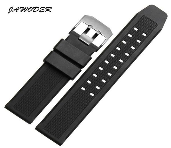 

jawoder watchband soft silicone rubber men black 23mm sport diving watch band strap silver black metal buckle for luminox accessor5991781, Black;brown