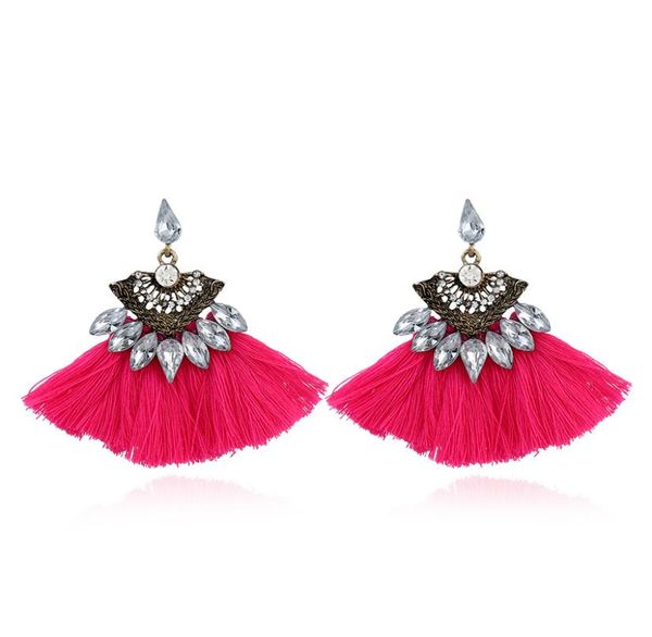 

6 colors new crystal tassel earrings fashion women statement tassel dangle drops fringing earrings for women jewelry8120974, Silver