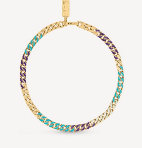 

the classic necklace luxury jewelry design diamond 316l titanium steel engrave colored enamel thick chain links patches9304959, Silver