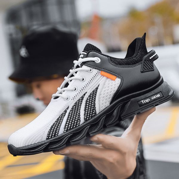 

flying woven men's shoes hiking shoes designer mens shoe summer autumn breathable sports black knit sneakers casual trainers iwith box