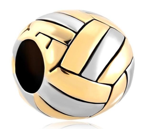 

fashion jewelry large hole metal bead volleyball sports european spacer bead charms fits bracelet8523505, Black