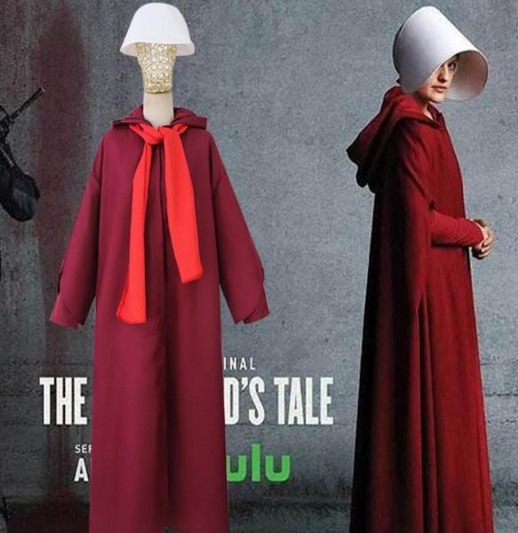 

the handmaids tale offred red dress cloak cosplay costume011309944, Black;red