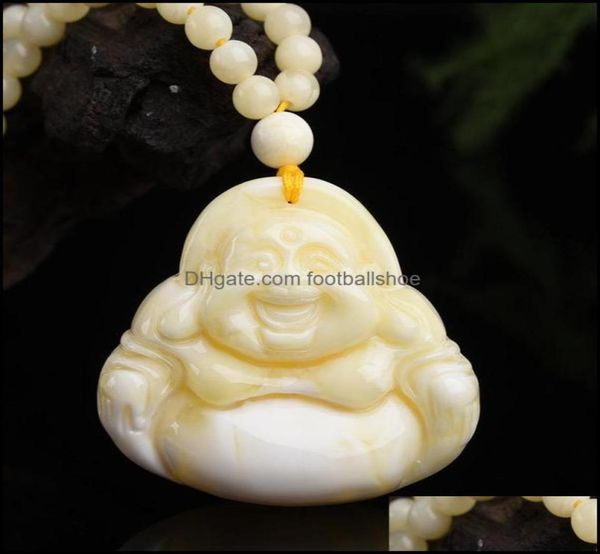 

necklaces pendants jewelry white beeswax pendant maitreya buddha sweater chain bone china amber necklace for men and women charm2711661, Silver