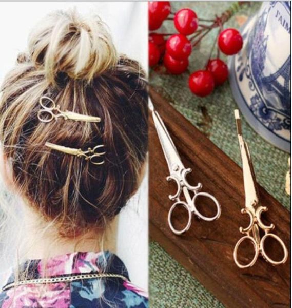 

cool simple head jewelry hair clips barrettes hair pin gold scissors shears clip for tiara accessories whole small gifts3536756, Golden;silver